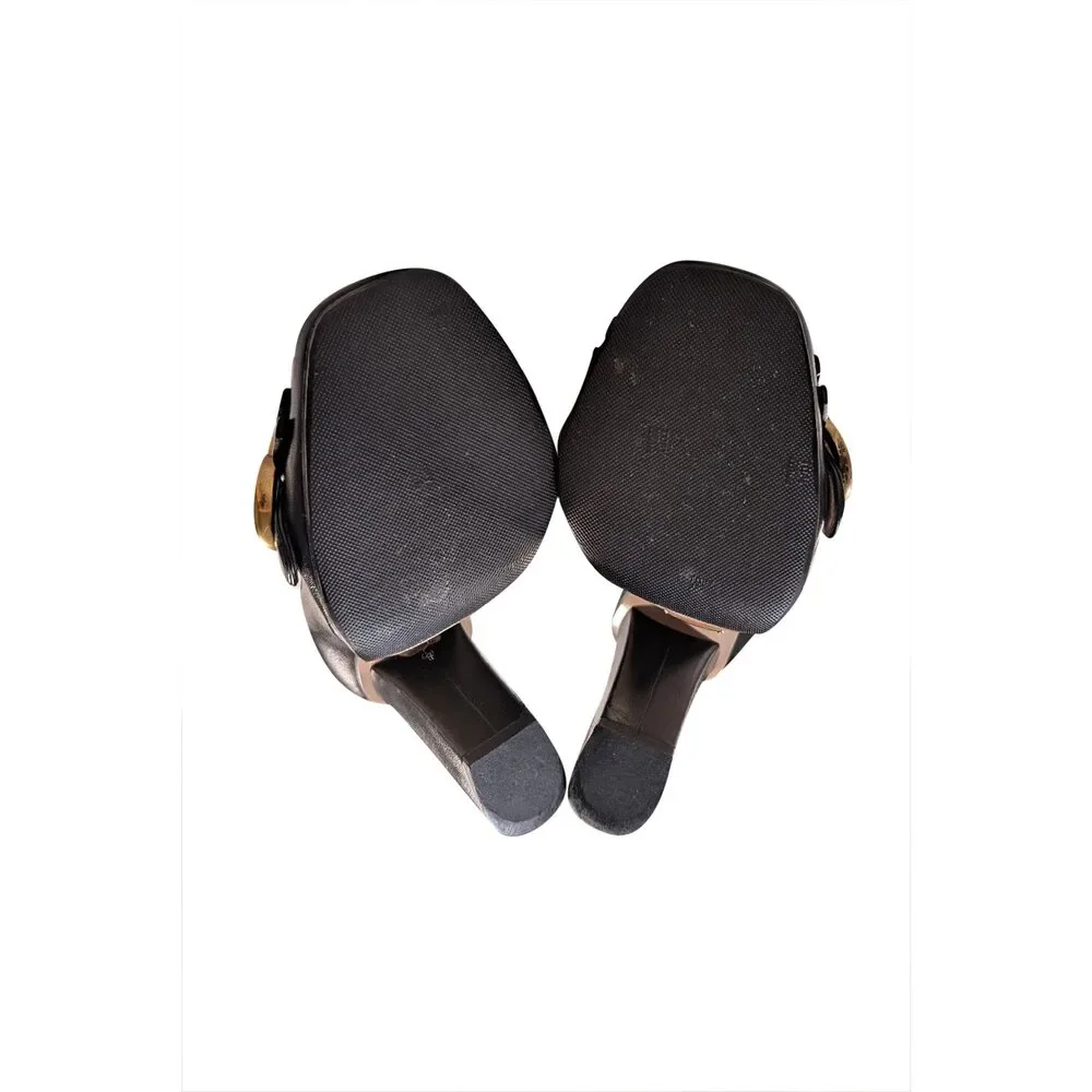 Gucci - Black Leather Marmont Logo Loafer Pumps Sz 4 - Picture 5 of 5